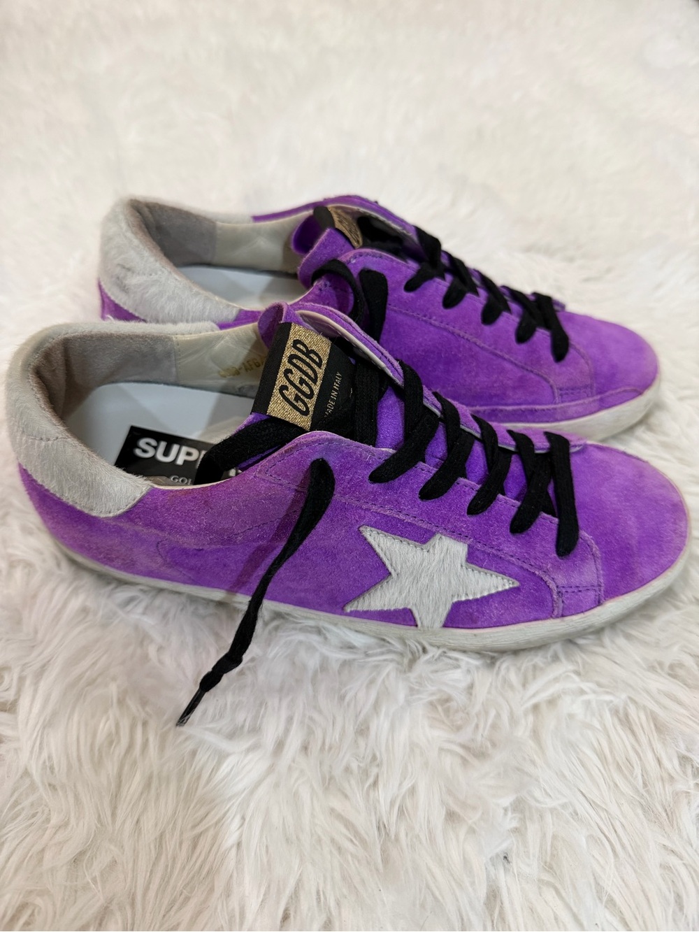 Golden Goose Purple Suede Star Sneakers with Black Laces Size 36 US 6